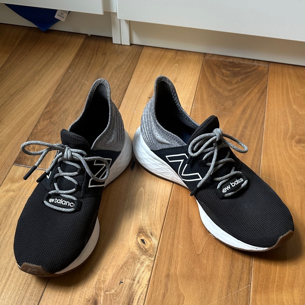 New Balance Black & Gray Knit Slip-On Athletic Sneakers